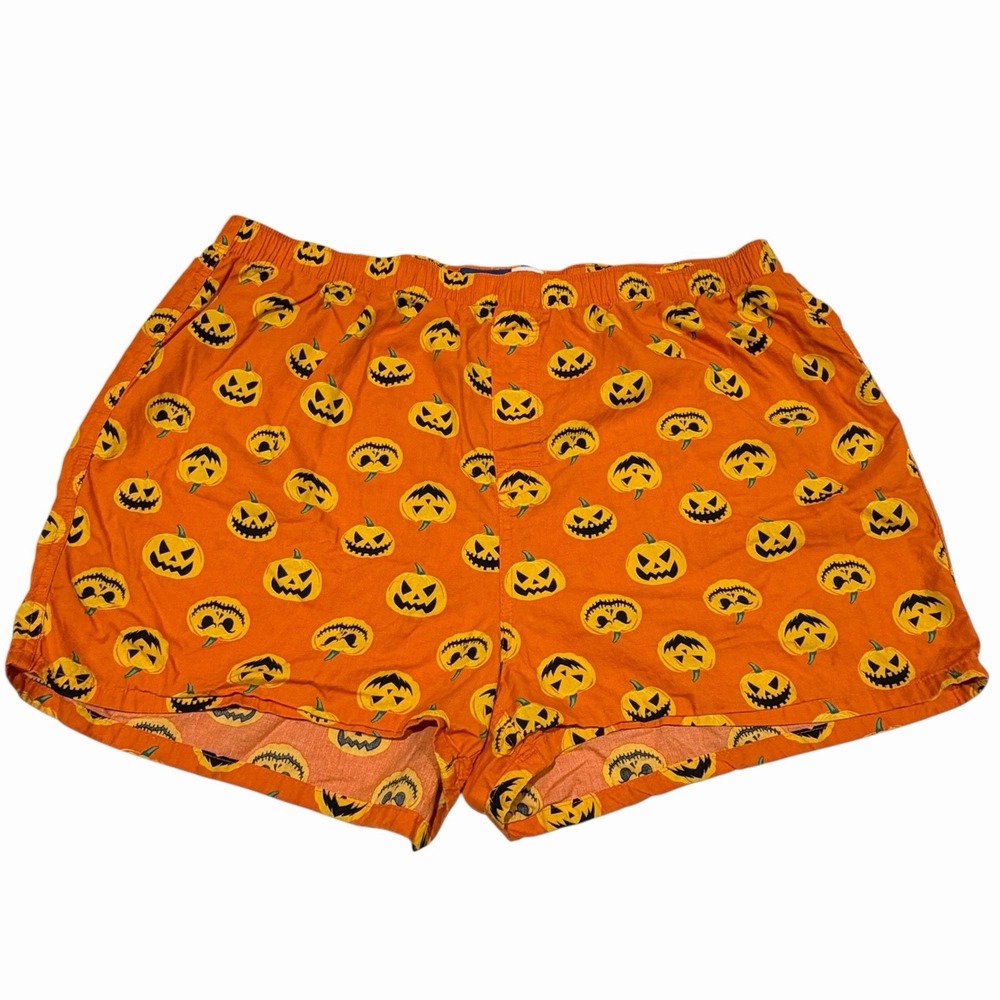Old Navy Women's Sleep Boxer Shorts 3" Inseam Size XL Orange Pumpkins Halloween